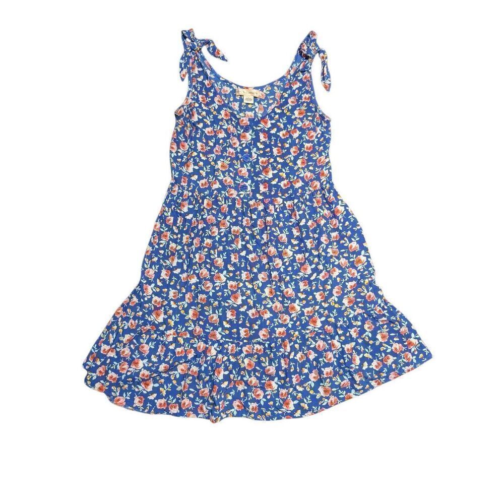 BOG Collective Mini Dress Bold Floral Print Lace Detail Adjustable Straps  Women